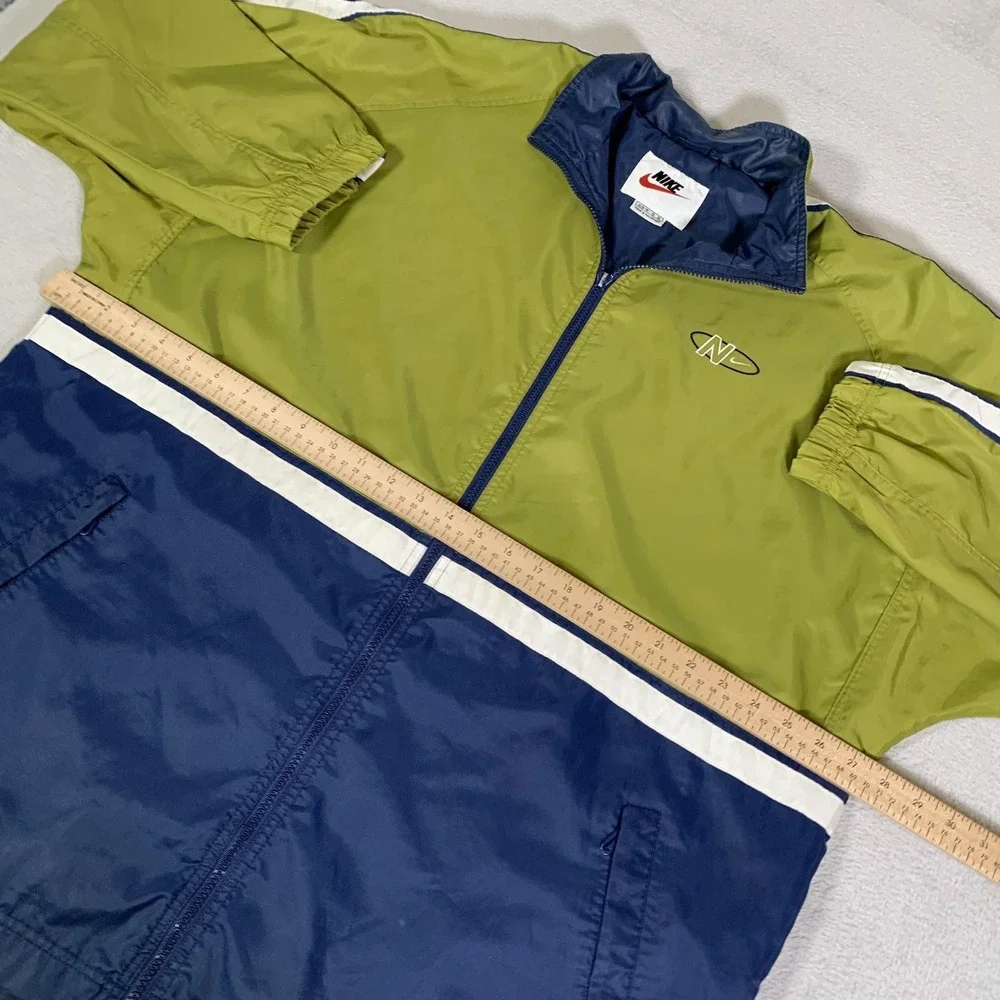 Vintage Nike Jacket Youth XL 18‎ Green Navy Colorblock Windbreaker Full Zip 90s